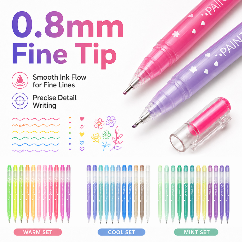 12 Colors Acrylic Gel Pens Set - Correction Pen Fine review and price