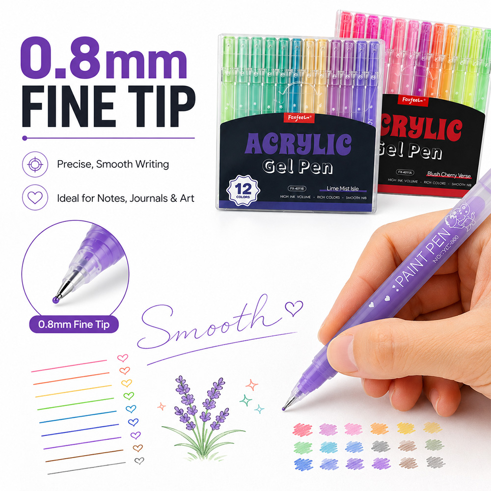 12 Colors Acrylic Gel Pens Set - Correction Pen Fine review and price