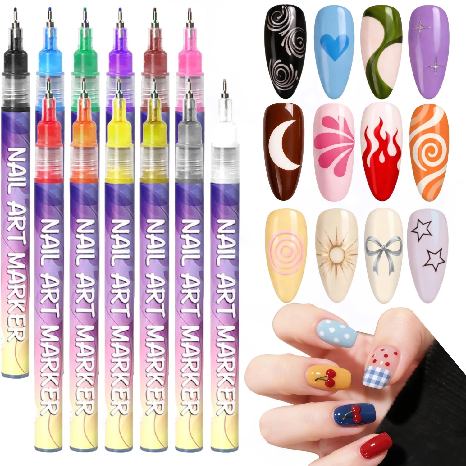 12 Colors 3D Nail Art Pens Set - Correction Pen Fine review and price